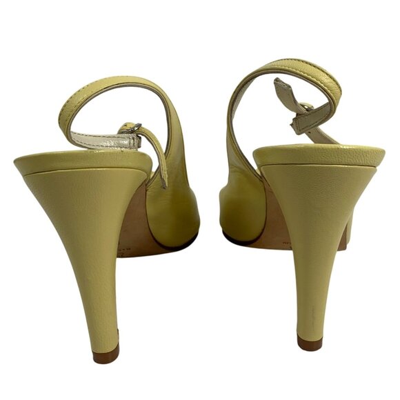 VTG Banana Republic Yellow Leather Slingback Heels Knotted SZ 8.5M Made In Spain - Picture 4 of 8
